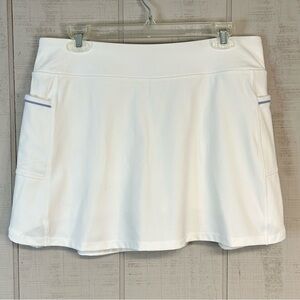 Reebok Athletic Skort Skirt Womens Size L Stretch Pockets White Golf Tennis‎
